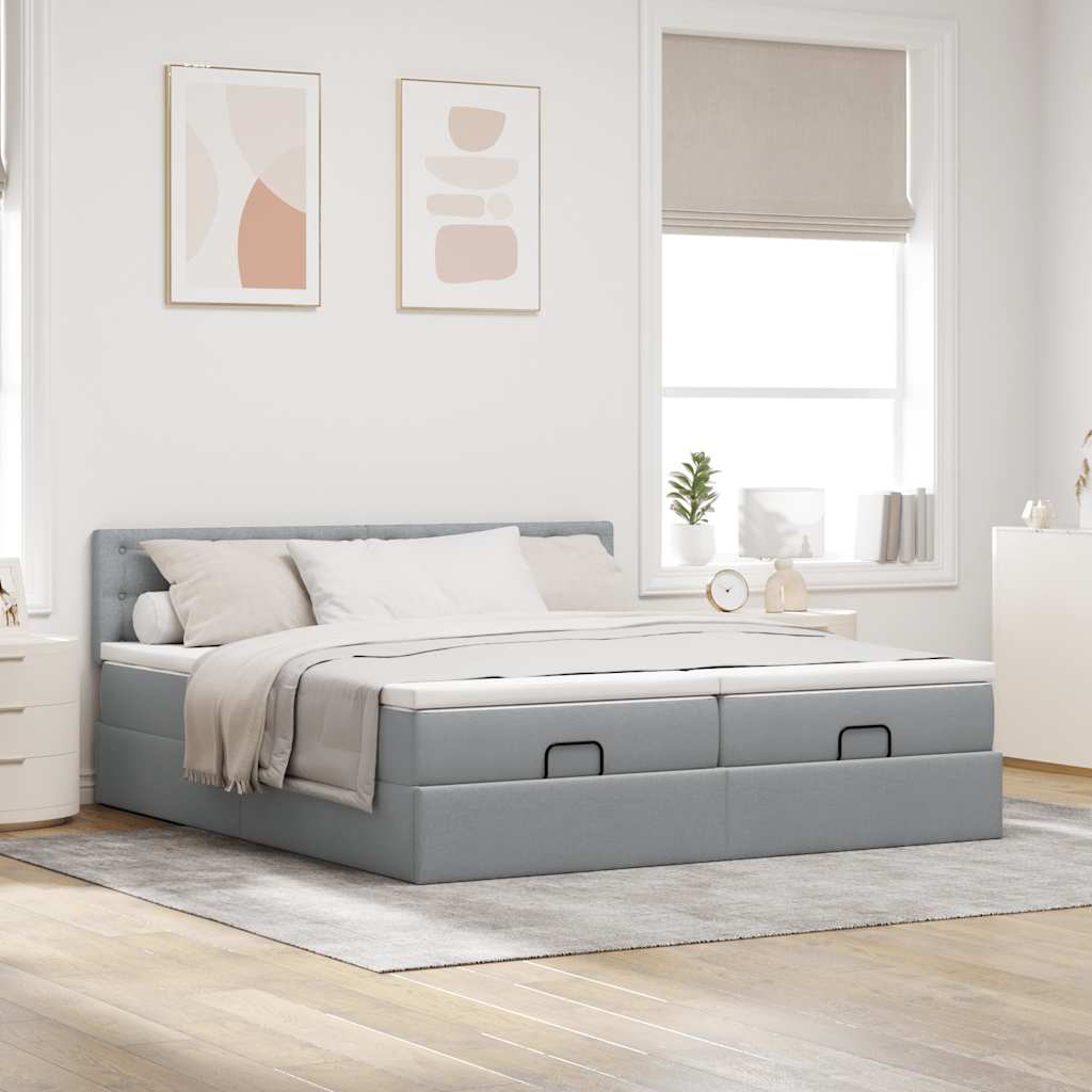 Cadre de lit ottoman et matelas gris clair 180x200cm tissu Lits & cadres de lit vidaXL