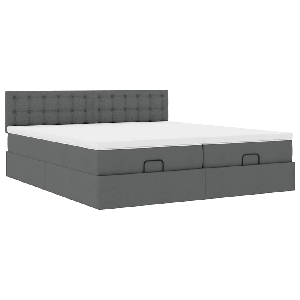 Cadre de lit ottoman avec matelas gris foncé 180x200cm tissu Lits & cadres de lit vidaXL