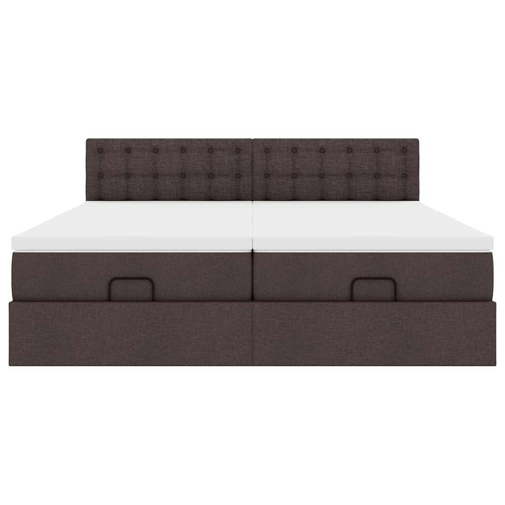 Cadre de lit ottoman avec matelas marron foncé 180x200 cm tissu Lits & cadres de lit vidaXL