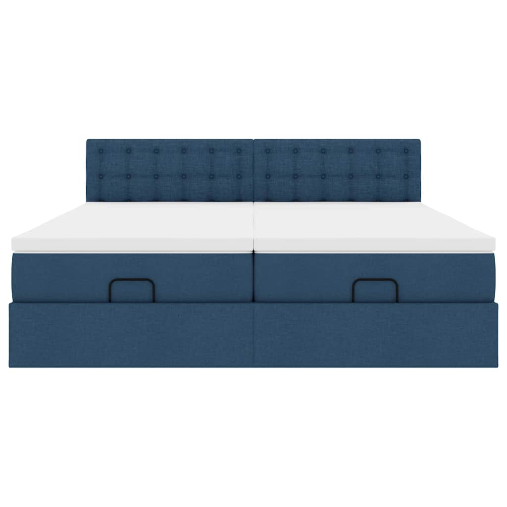 Cadre de lit ottoman avec matelas bleu 180x200 cm tissu Lits & cadres de lit vidaXL