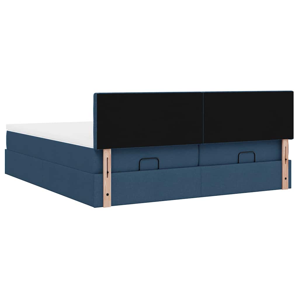 Cadre de lit ottoman avec matelas bleu 180x200 cm tissu Lits & cadres de lit vidaXL