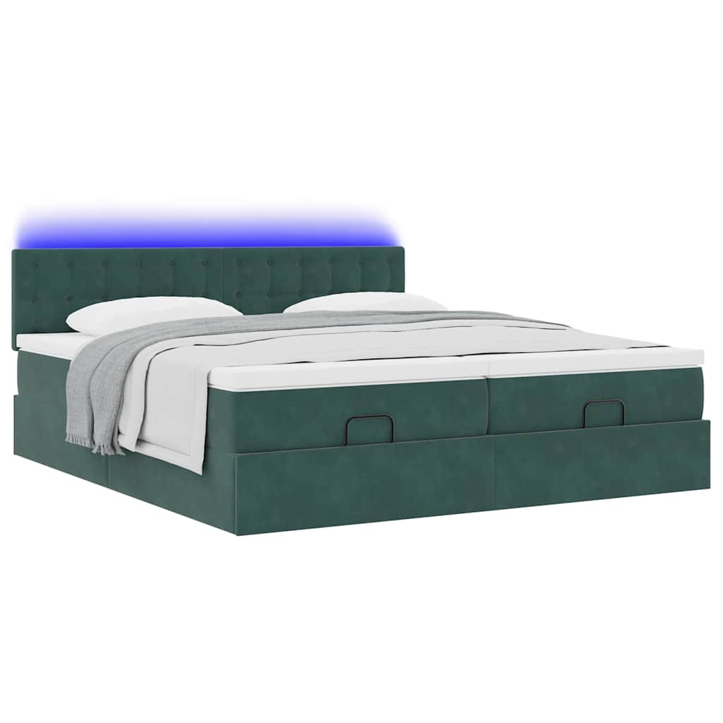 Cadre de lit ottoman avec matelas vert foncé 180x200cm velours Lits & cadres de lit vidaXL