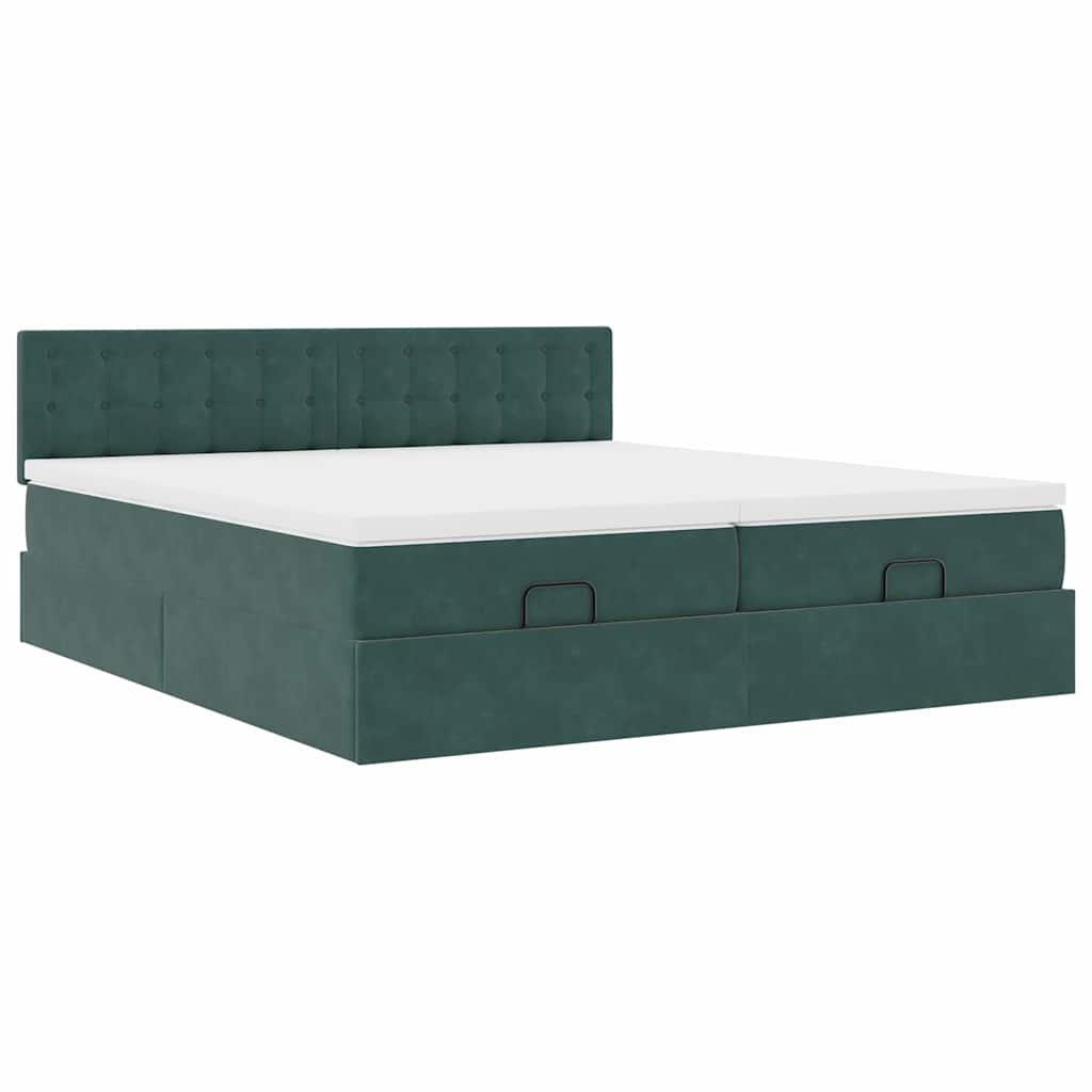 Cadre de lit ottoman avec matelas vert foncé 180x200cm velours Lits & cadres de lit vidaXL