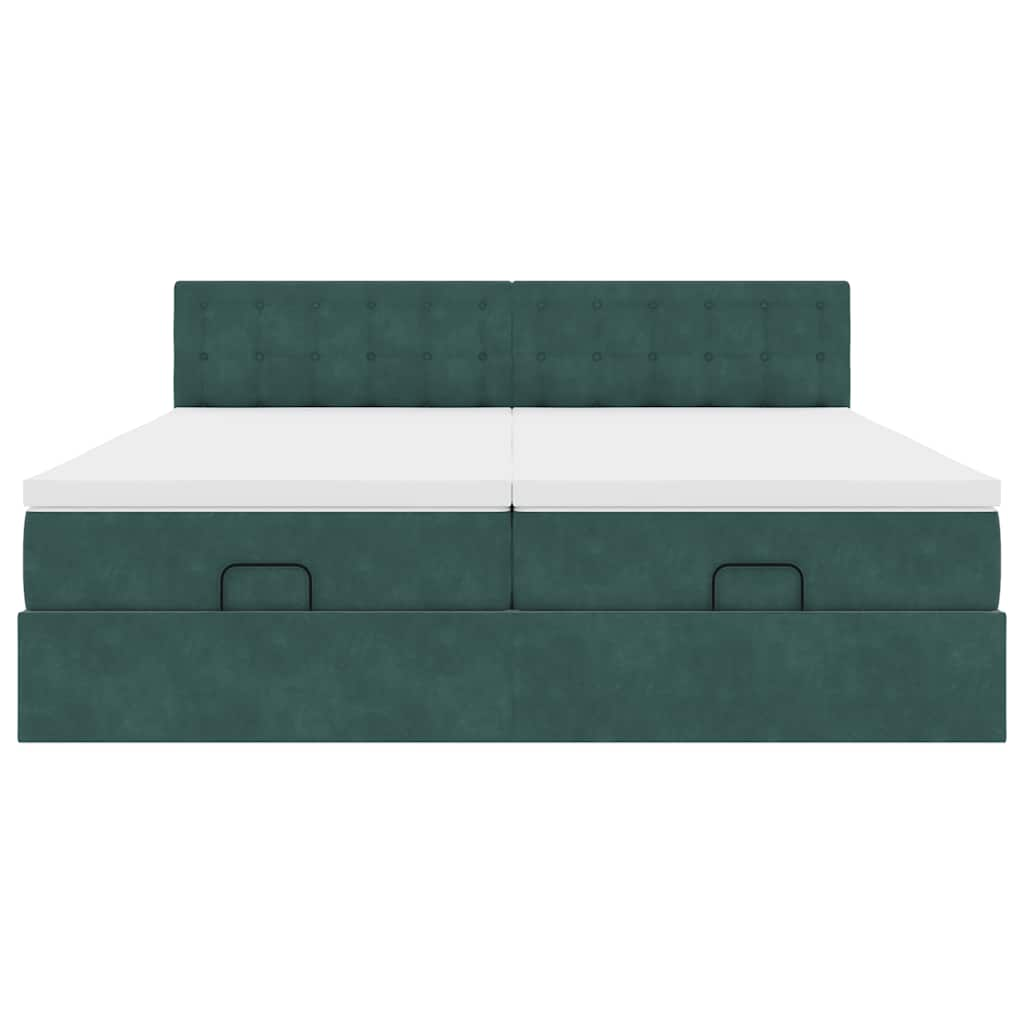 Cadre de lit ottoman avec matelas vert foncé 180x200cm velours Lits & cadres de lit vidaXL