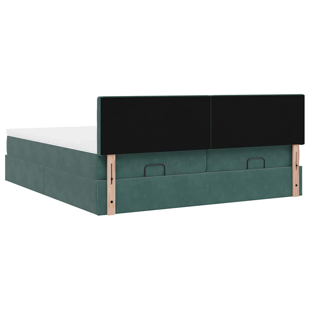 Cadre de lit ottoman avec matelas vert foncé 180x200cm velours Lits & cadres de lit vidaXL