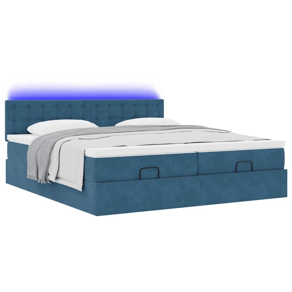 Cadre de lit ottoman avec matelas bleu foncé 180x200 cm velours Lits & cadres de lit vidaXL