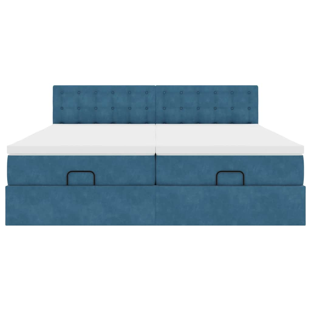 Cadre de lit ottoman avec matelas bleu foncé 180x200 cm velours Lits & cadres de lit vidaXL