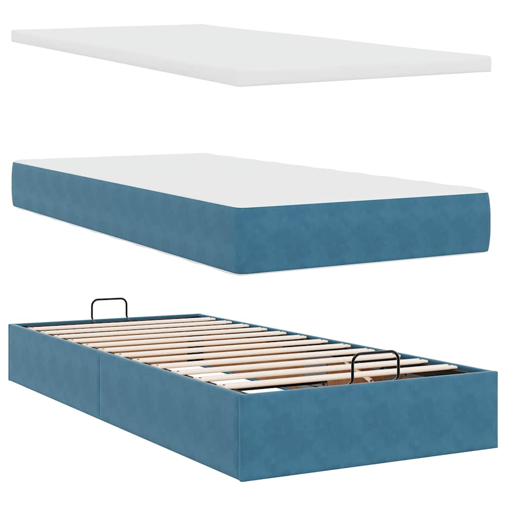 Cadre de lit ottoman avec matelas bleu foncé 180x200 cm velours Lits & cadres de lit vidaXL