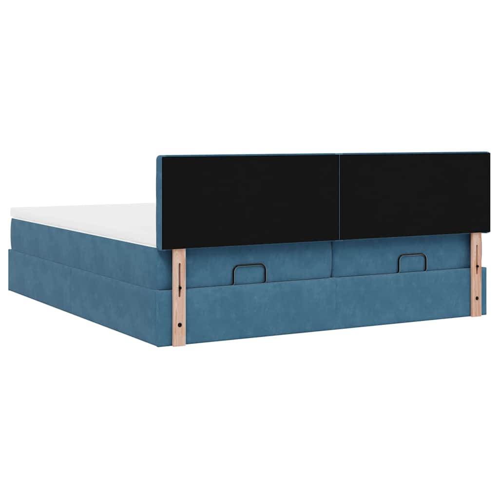 Cadre de lit ottoman avec matelas bleu foncé 180x200 cm velours Lits & cadres de lit vidaXL