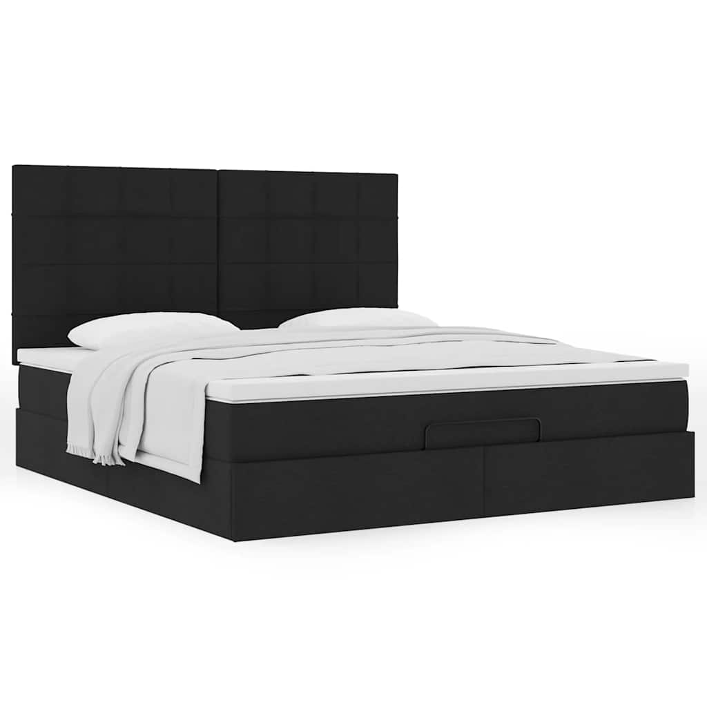 Cadre de lit ottoman avec matelas noir 160x200 cm tissu Lits & cadres de lit vidaXL