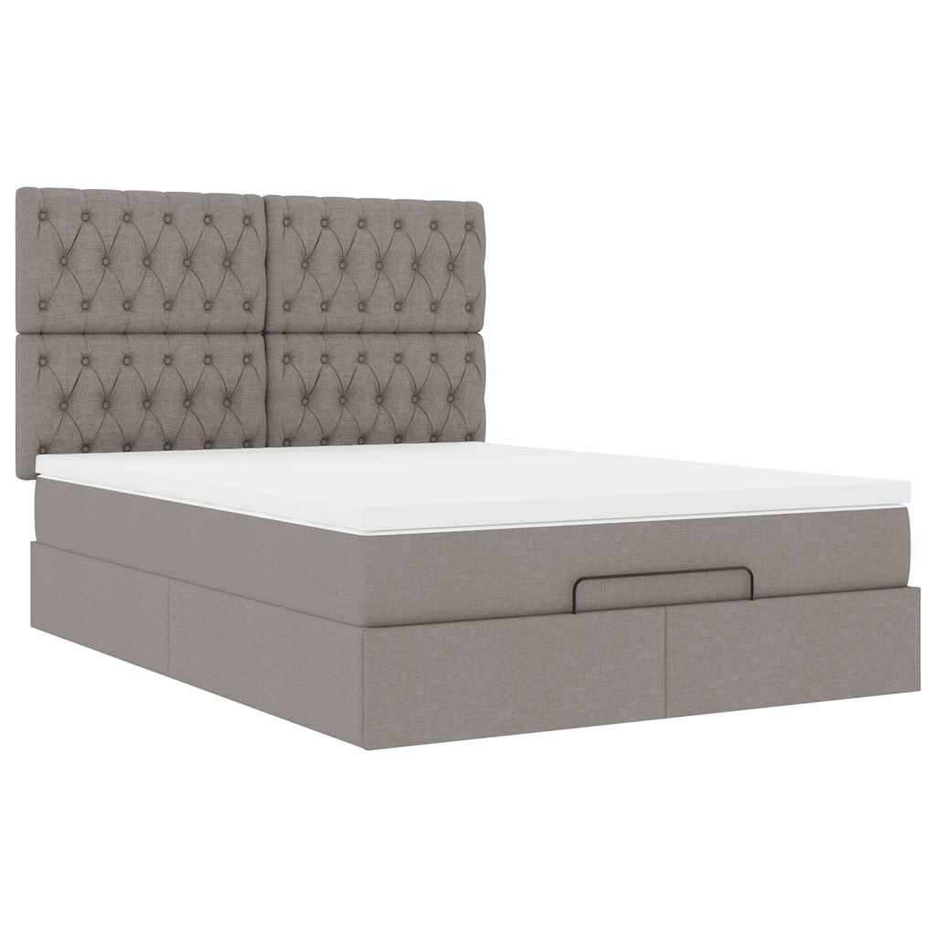 Cadre de lit ottoman avec matelas taupe 140x200 cm tissu Lits & cadres de lit vidaXL