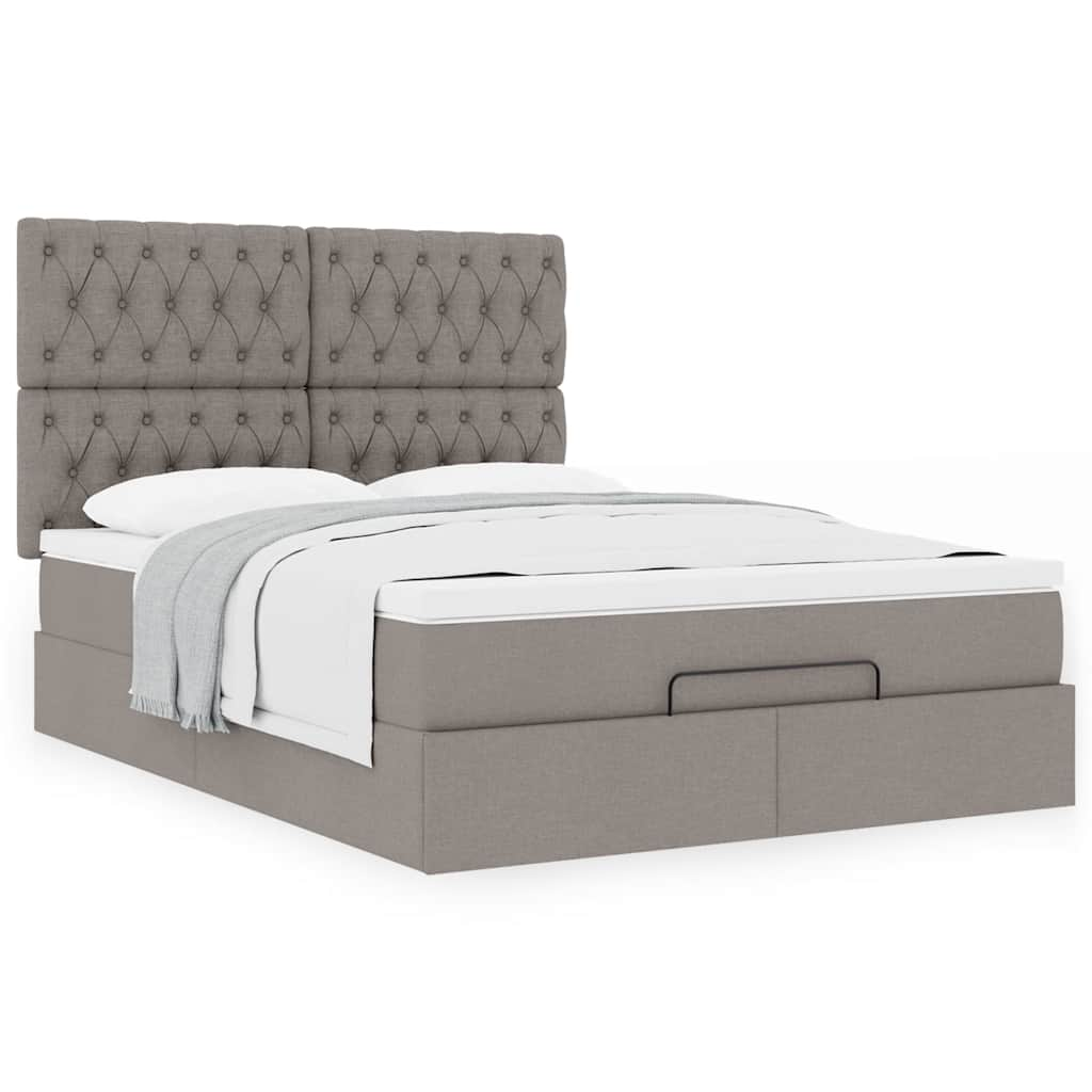 Cadre de lit ottoman avec matelas taupe 140x200 cm tissu Lits & cadres de lit vidaXL