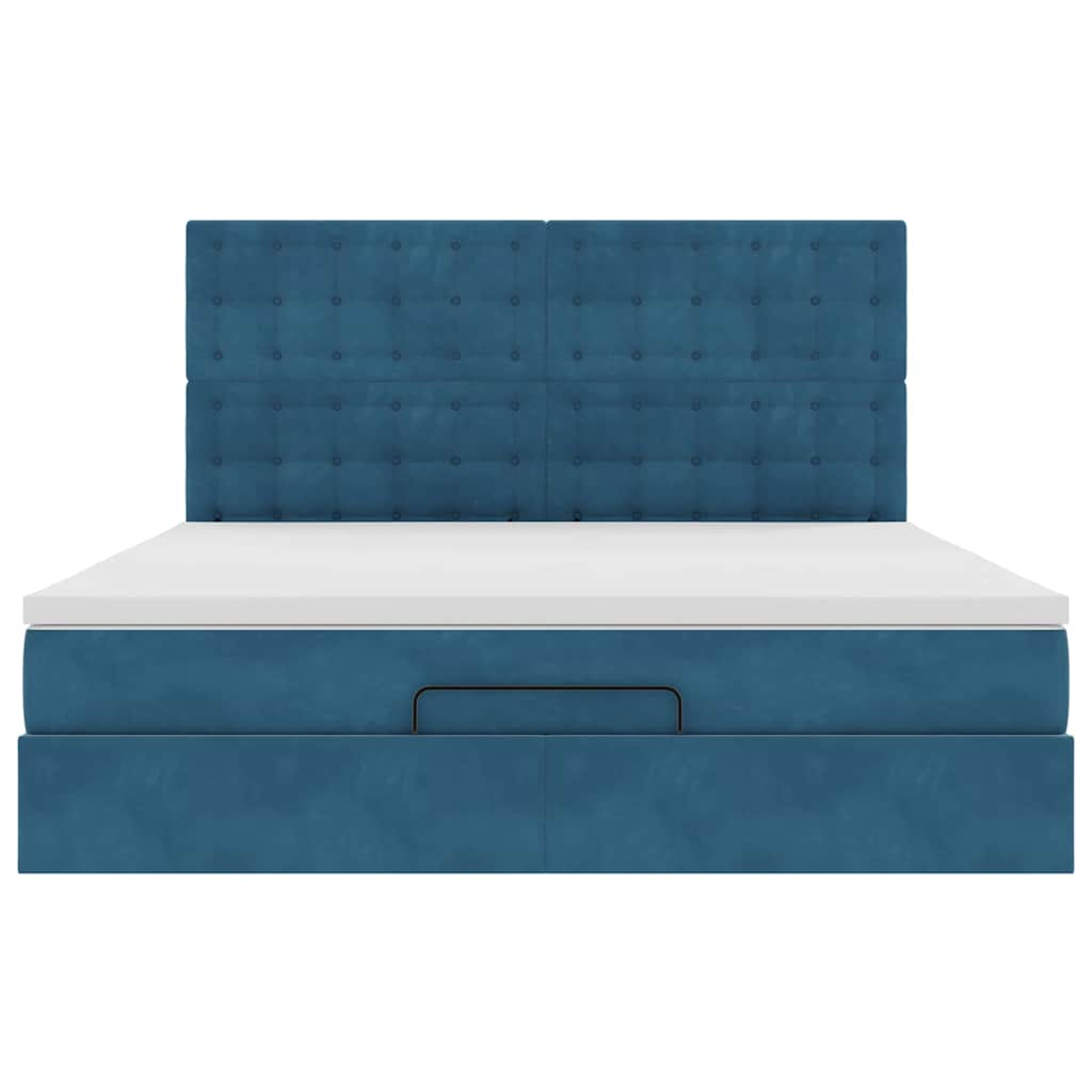 Cadre de lit ottoman avec matelas bleu foncé 180x200 cm velours Lits & cadres de lit vidaXL