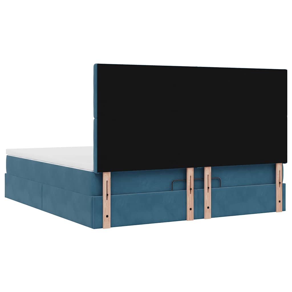 Cadre de lit ottoman avec matelas bleu foncé 180x200 cm velours Lits & cadres de lit vidaXL