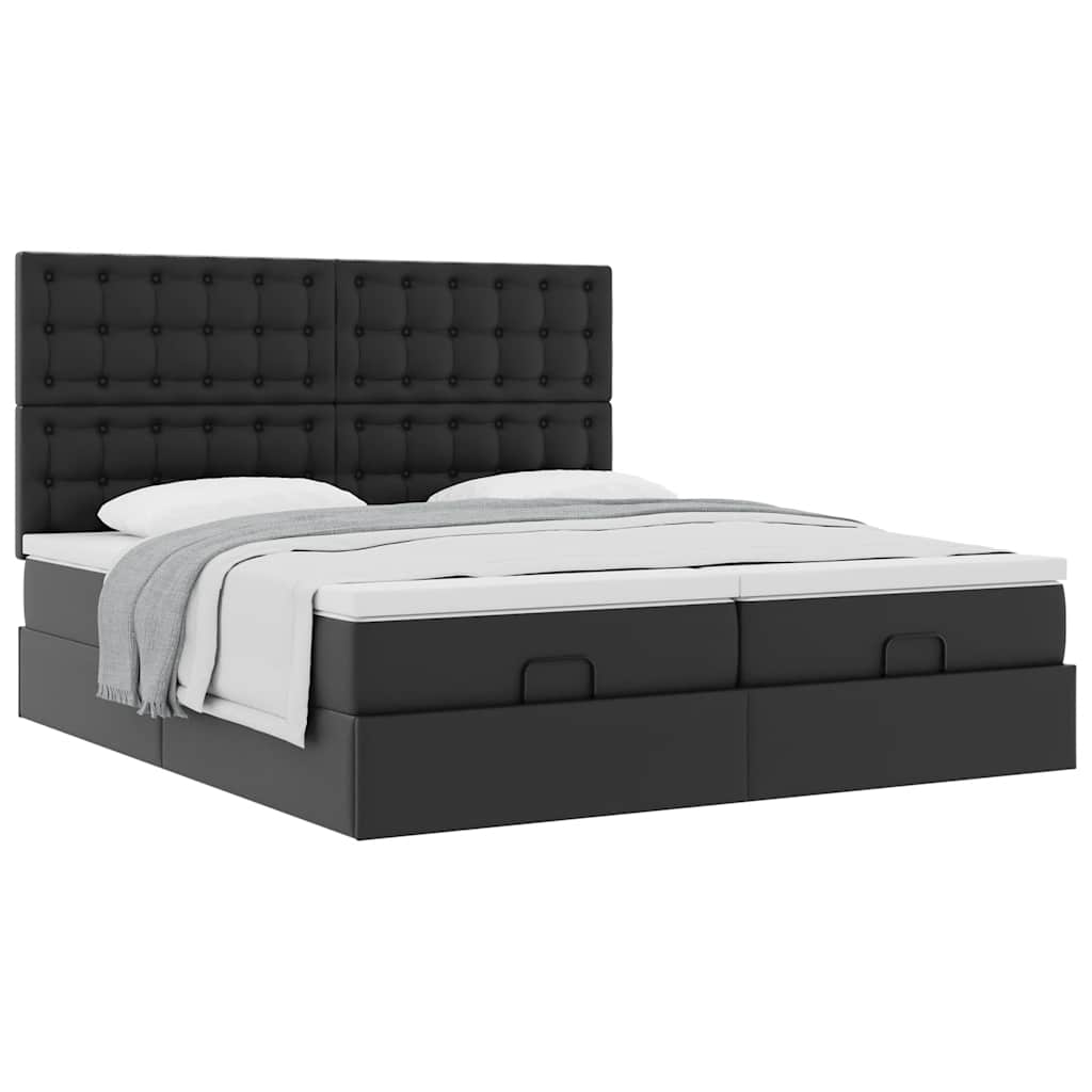 Cadre de lit ottoman avec matelas noir 160x200 cm similicuir Lits & cadres de lit vidaXL