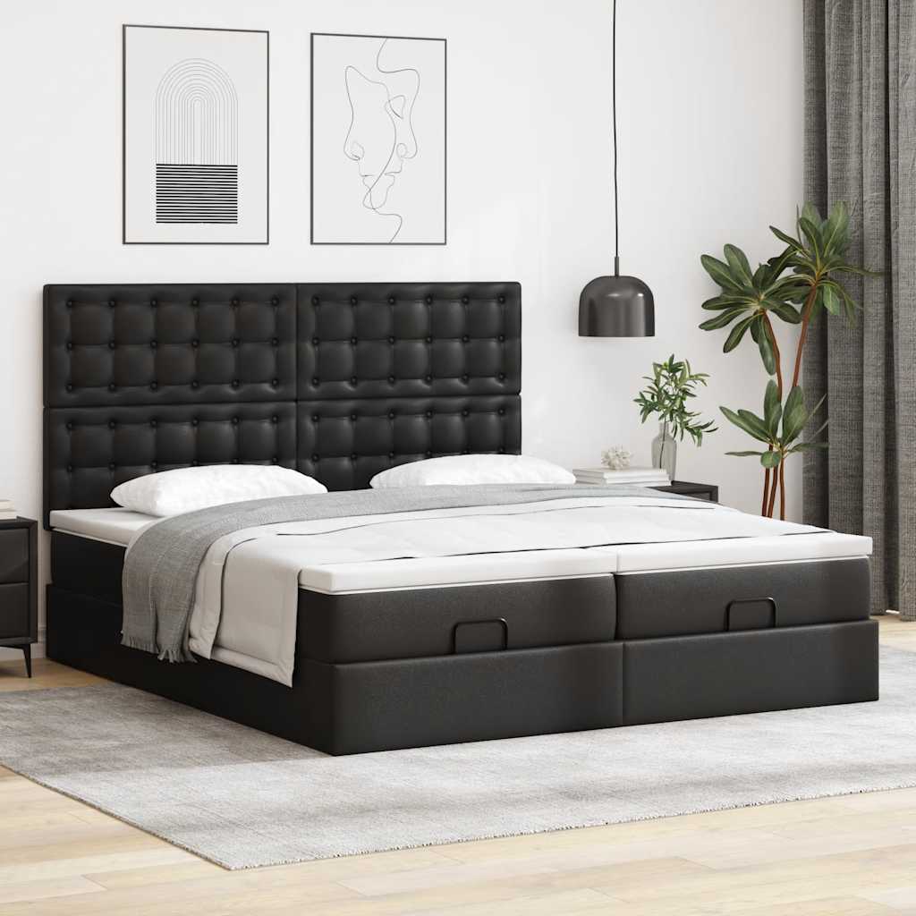 Cadre de lit ottoman avec matelas noir 160x200 cm similicuir Lits & cadres de lit vidaXL