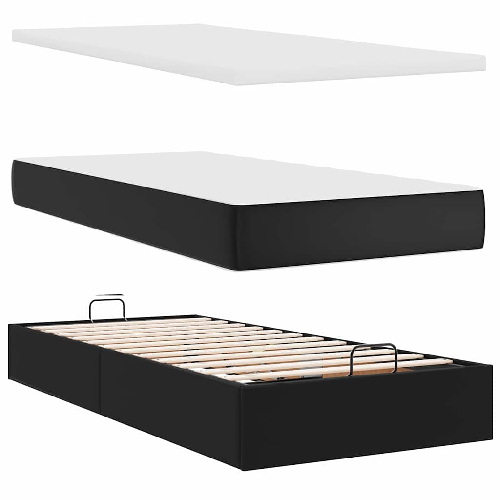 Cadre de lit ottoman avec matelas noir 160x200 cm similicuir Lits & cadres de lit vidaXL