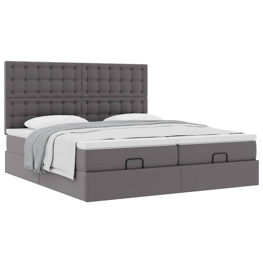 Cadre de lit ottoman avec matelas gris 180x200 cm similicuir Lits & cadres de lit vidaXL