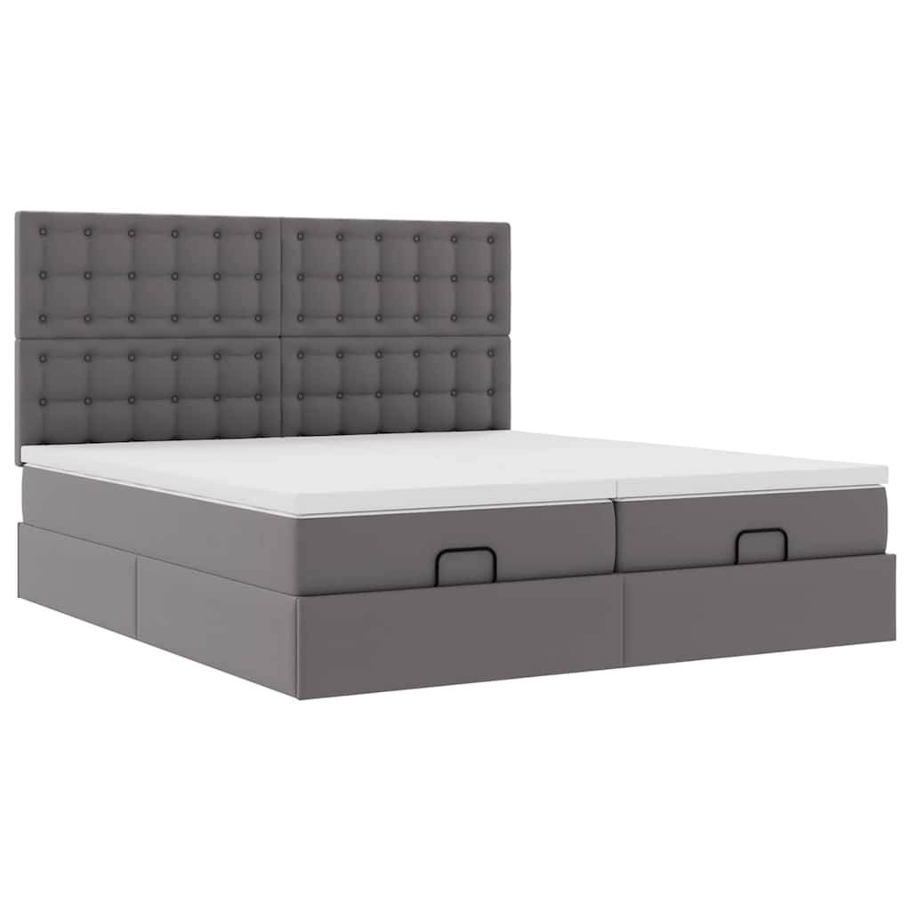 Cadre de lit ottoman avec matelas gris 180x200 cm similicuir Lits & cadres de lit vidaXL