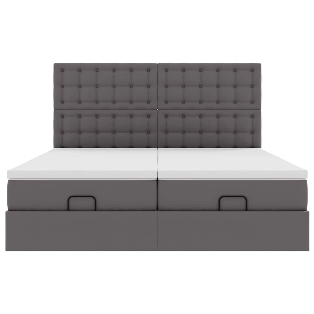 Cadre de lit ottoman avec matelas gris 180x200 cm similicuir Lits & cadres de lit vidaXL