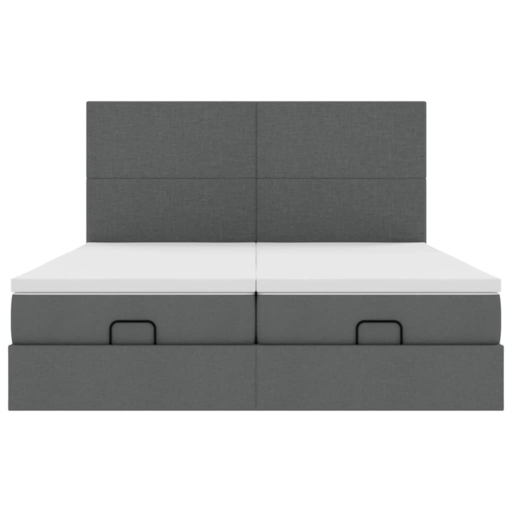 Cadre de lit ottoman avec matelas gris foncé 160x200cm tissu Lits & cadres de lit vidaXL