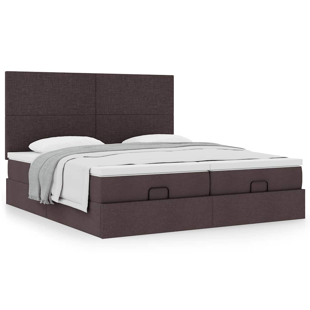 Cadre de lit ottoman avec matelas marron foncé 180x200 cm tissu Lits & cadres de lit vidaXL