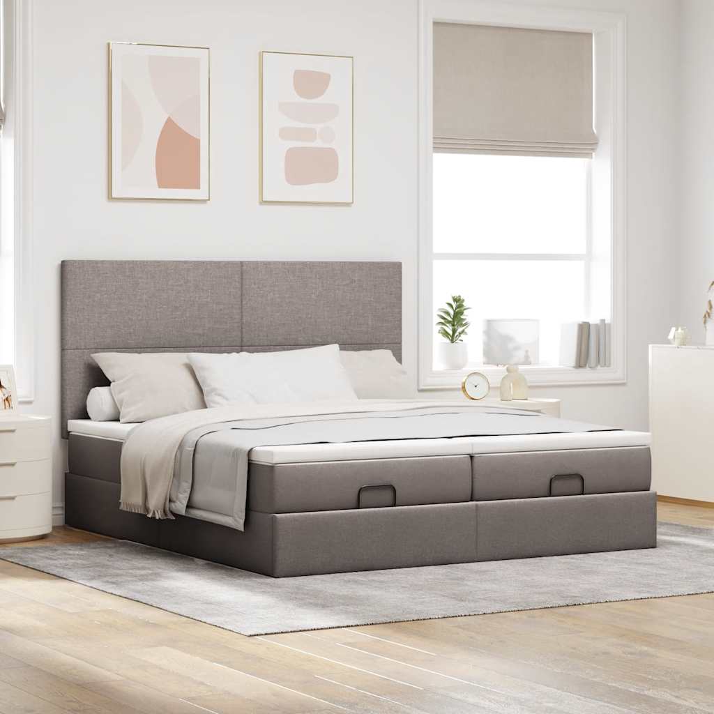 Cadre de lit ottoman avec matelas taupe 180x200 cm tissu Lits & cadres de lit vidaXL