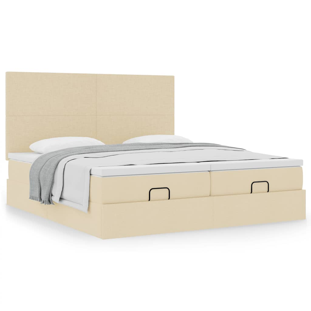 Cadre de lit ottoman avec matelas crème 180x200 cm tissu Lits & cadres de lit vidaXL