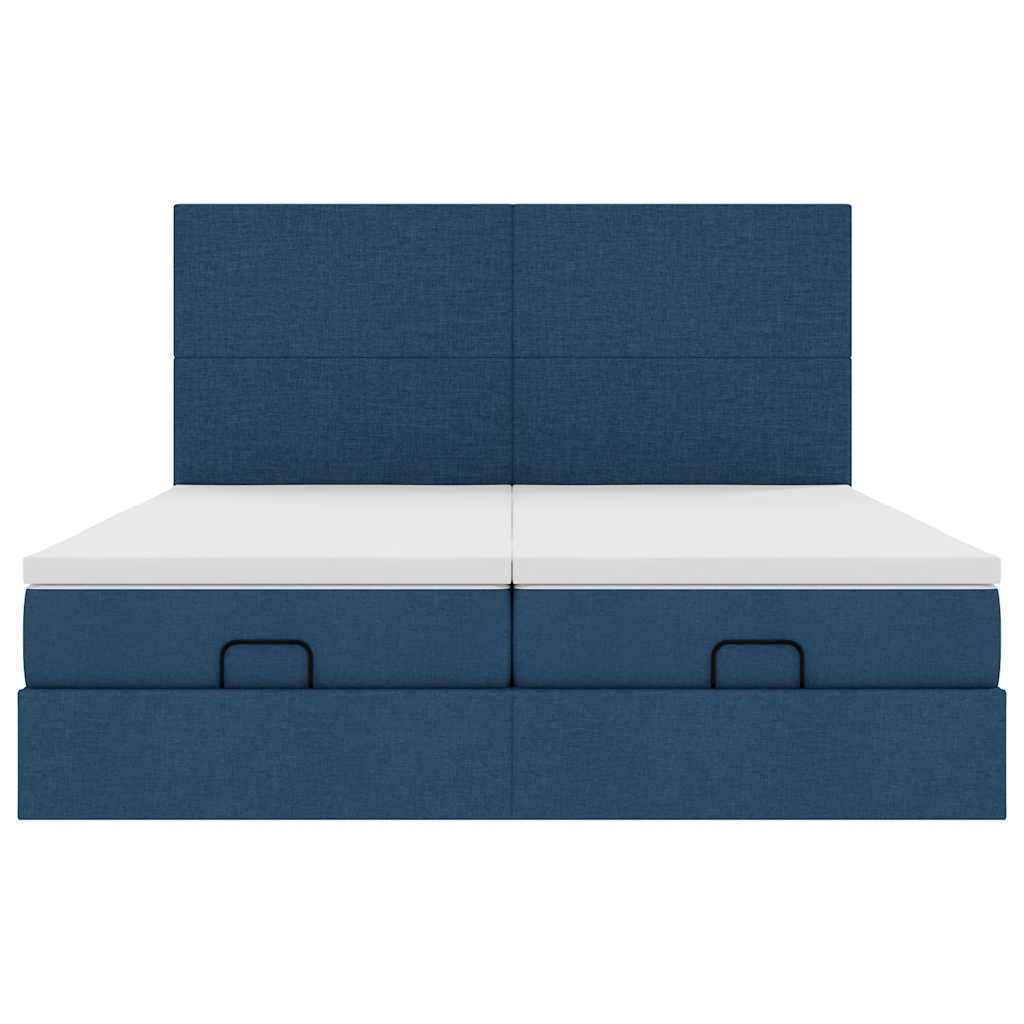 Cadre de lit ottoman avec matelas bleu 180x200 cm tissu Lits & cadres de lit vidaXL