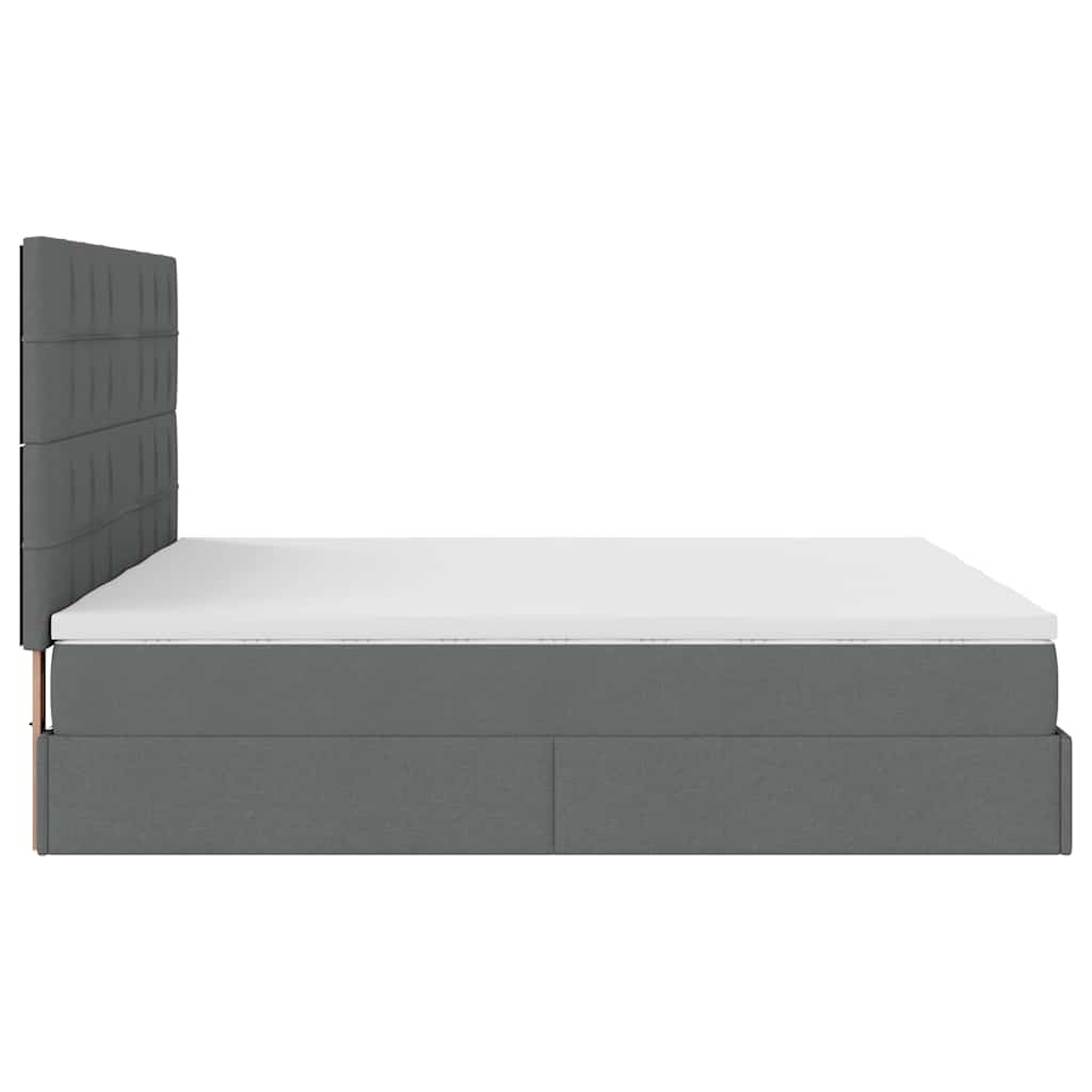 Cadre de lit ottoman avec matelas gris foncé 160x200cm tissu Lits & cadres de lit vidaXL