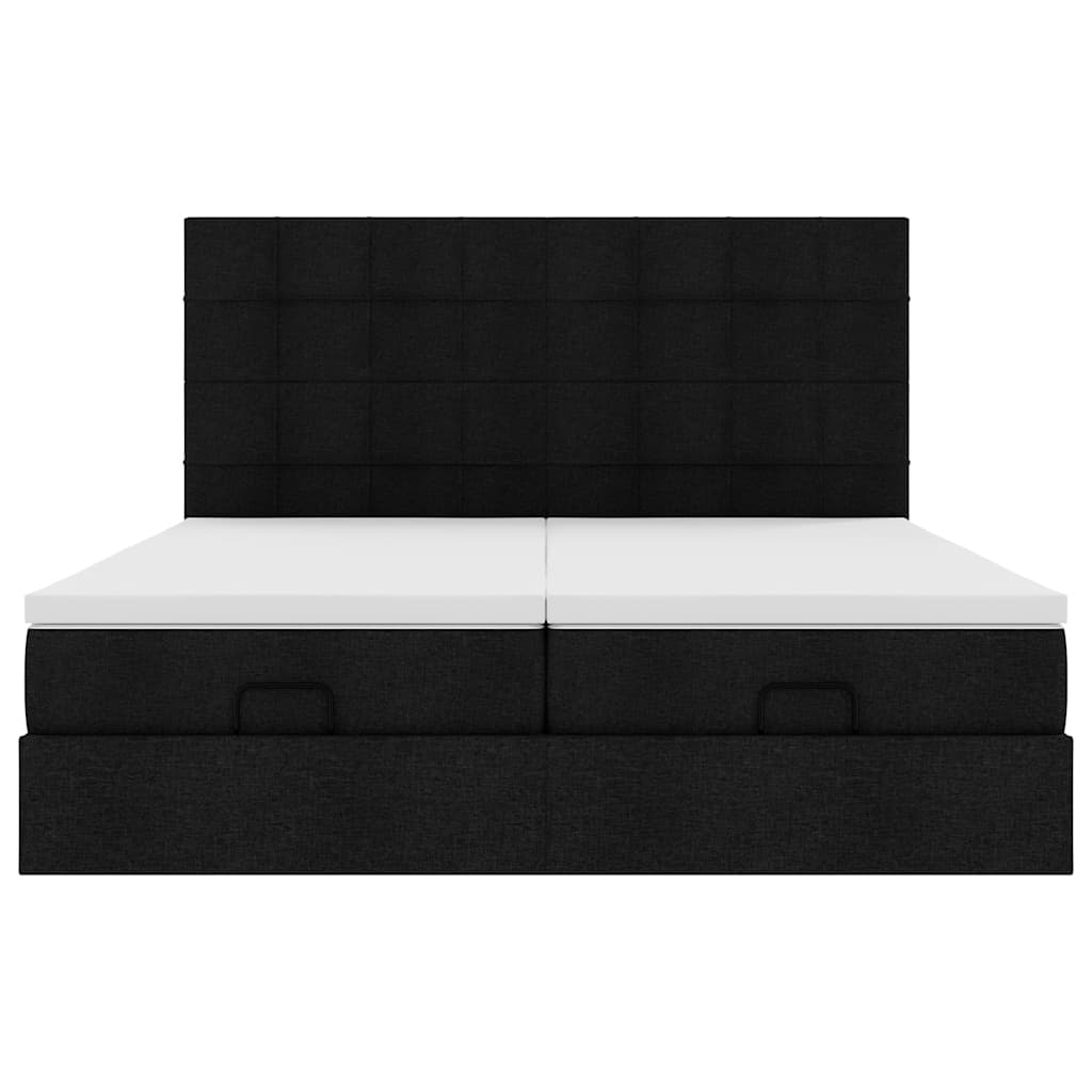 Cadre de lit ottoman avec matelas noir 160x200 cm tissu Lits & cadres de lit vidaXL