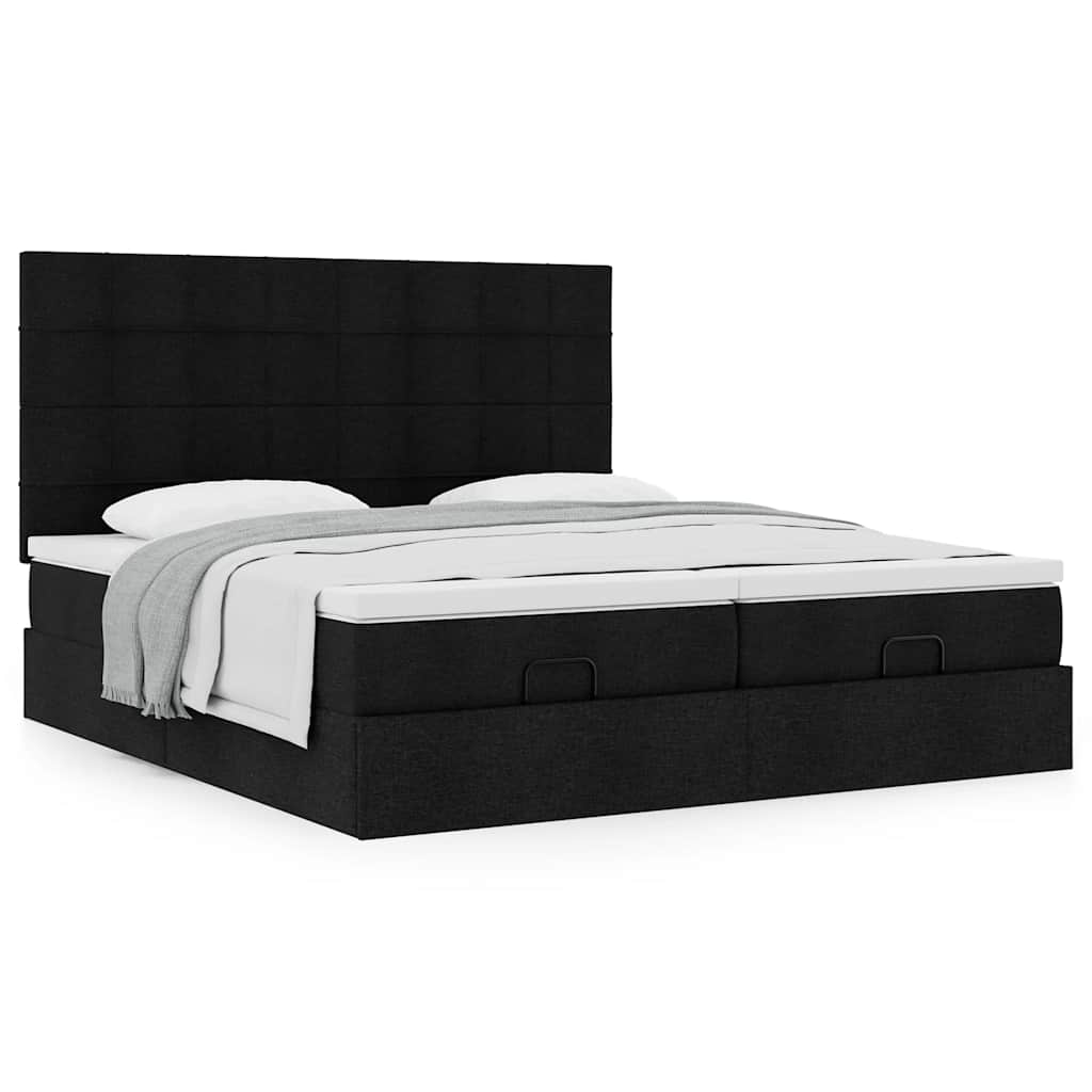 Cadre de lit ottoman avec matelas noir 160x200 cm tissu Lits & cadres de lit vidaXL