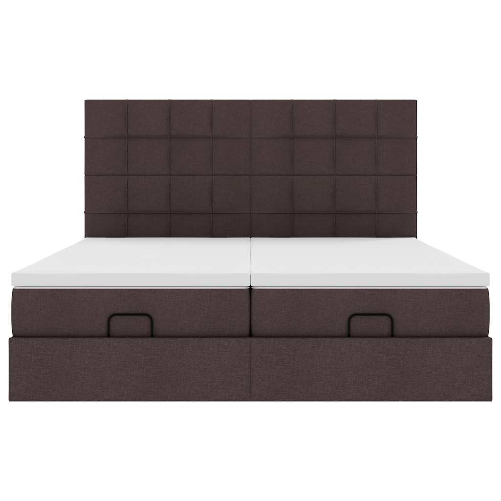 Cadre de lit ottoman avec matelas marron foncé 180x200 cm tissu Lits & cadres de lit vidaXL