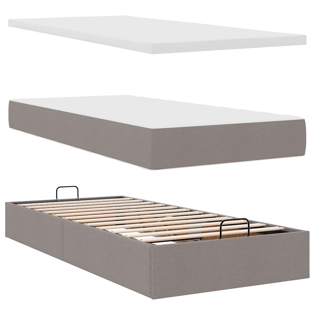 Cadre de lit ottoman avec matelas taupe 180x200 cm tissu Lits & cadres de lit vidaXL