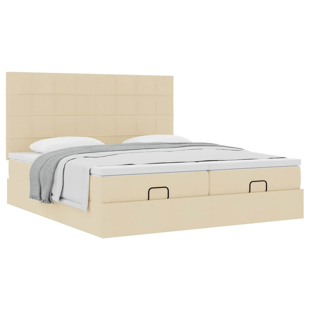 Cadre de lit ottoman avec matelas crème 180x200 cm tissu Lits & cadres de lit vidaXL