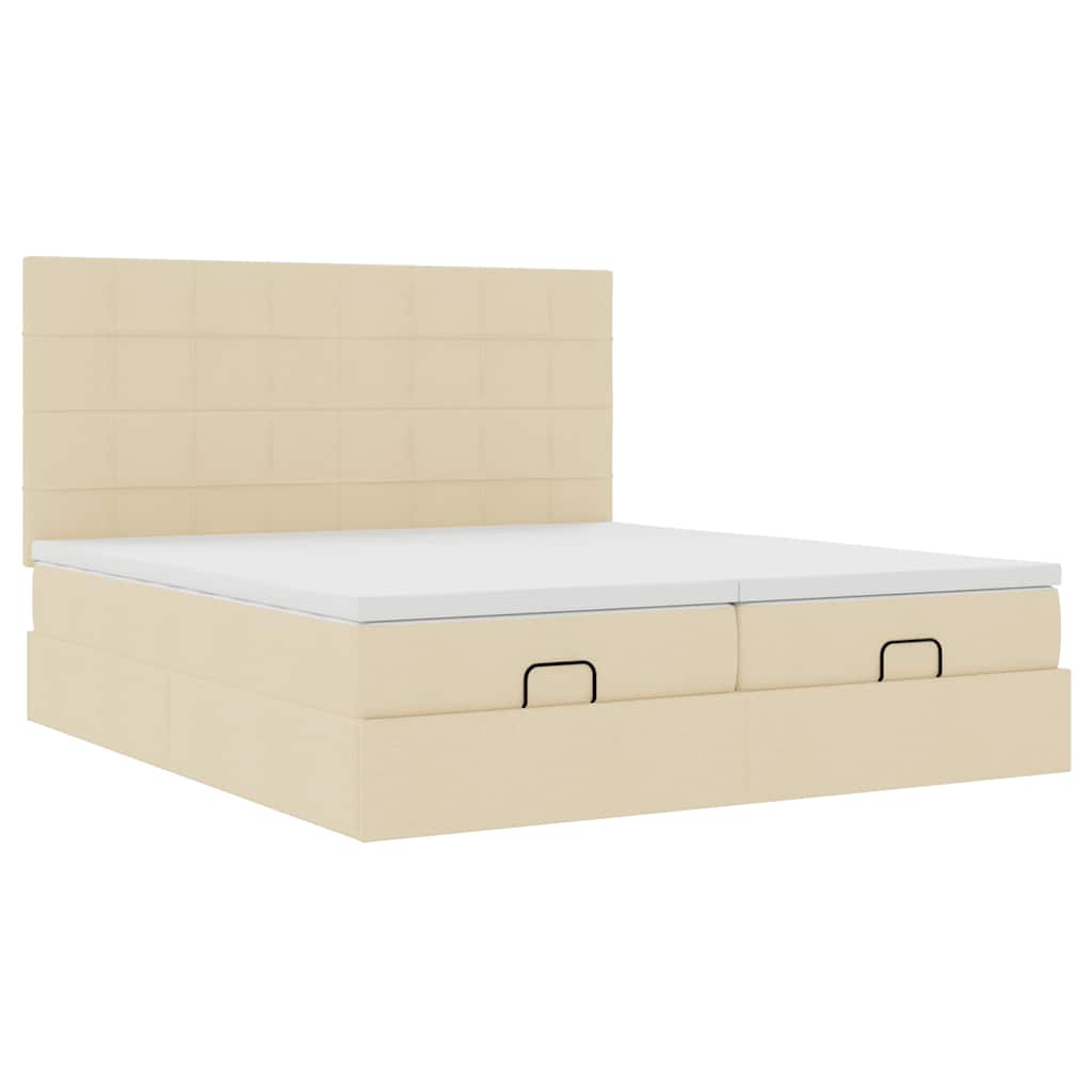 Cadre de lit ottoman avec matelas crème 180x200 cm tissu Lits & cadres de lit vidaXL