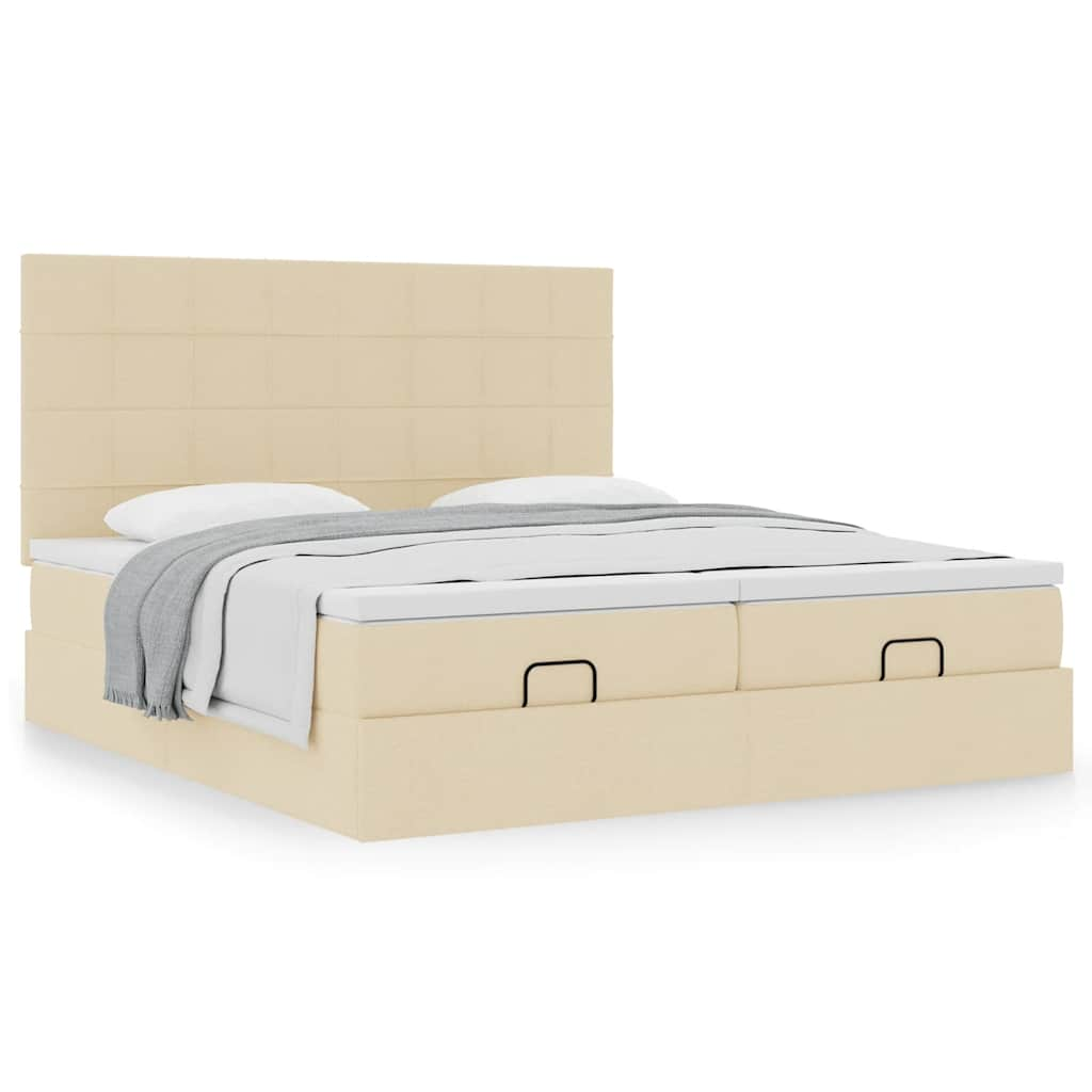 Cadre de lit ottoman avec matelas crème 180x200 cm tissu Lits & cadres de lit vidaXL