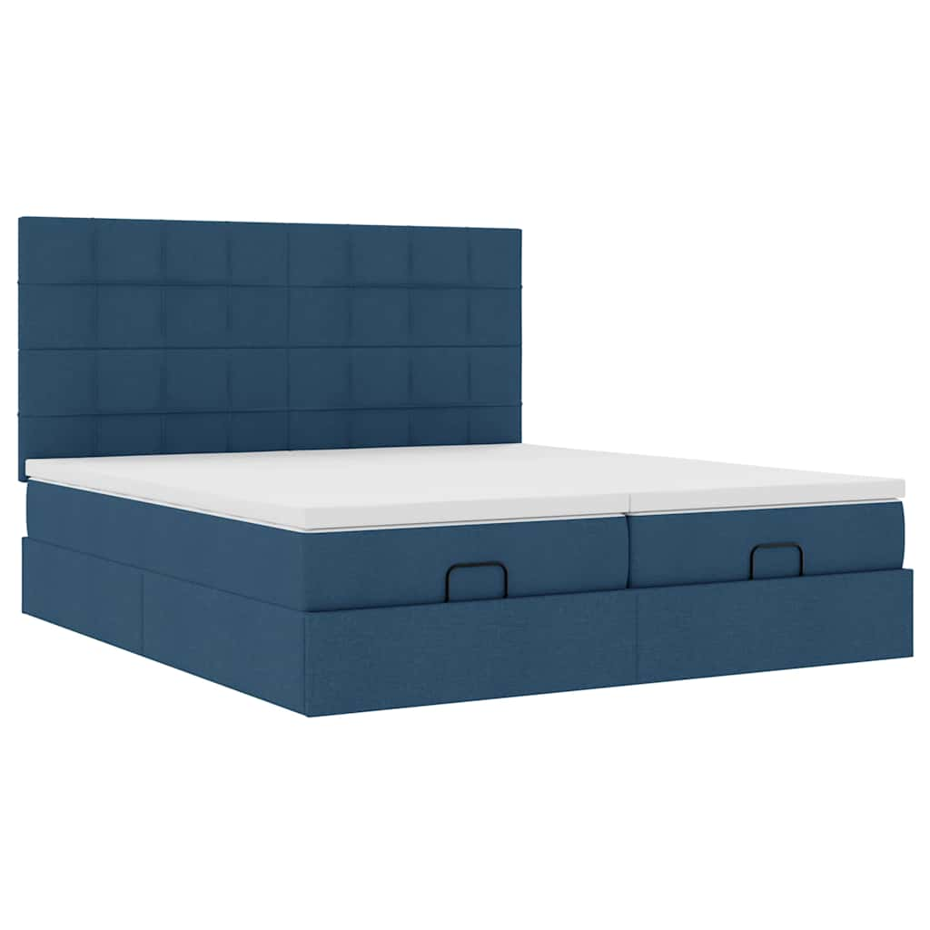 Cadre de lit ottoman avec matelas bleu 180x200 cm tissu Lits & cadres de lit vidaXL