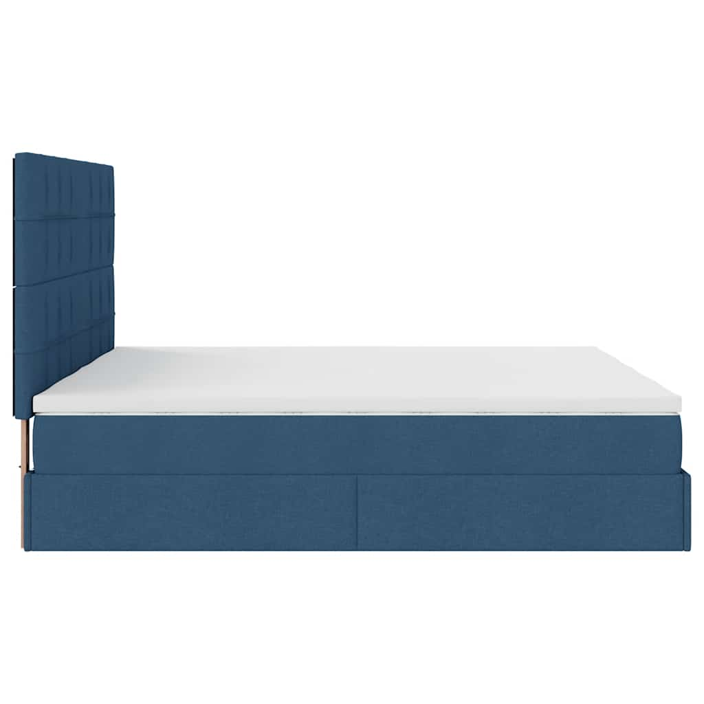 Cadre de lit ottoman avec matelas bleu 180x200 cm tissu Lits & cadres de lit vidaXL