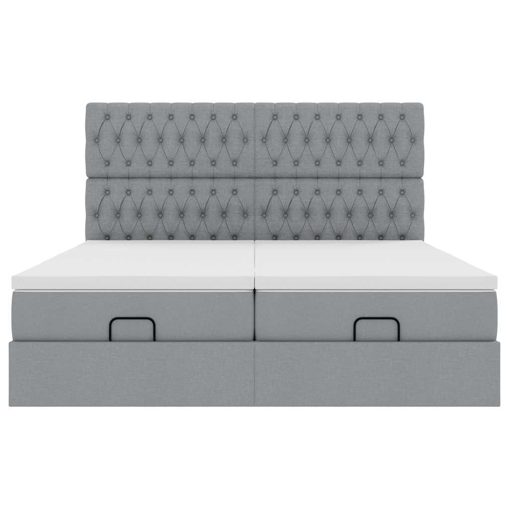 Cadre de lit ottoman et matelas gris clair 160x200cm tissu Lits & cadres de lit vidaXL