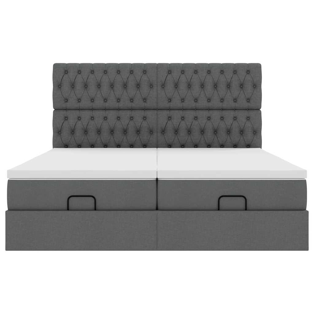 Cadre de lit ottoman avec matelas gris foncé 160x200cm tissu Lits & cadres de lit vidaXL