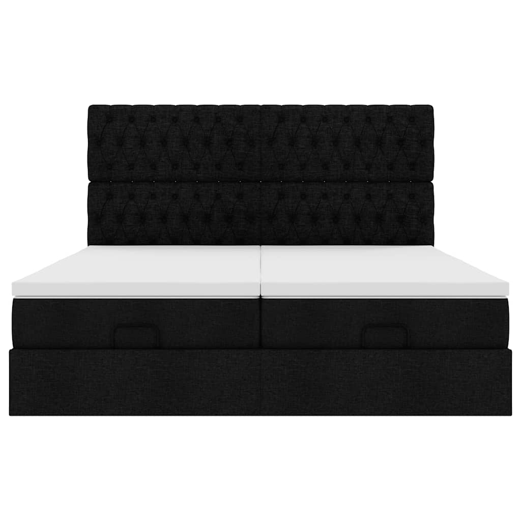 Cadre de lit ottoman avec matelas noir 160x200 cm tissu Lits & cadres de lit vidaXL