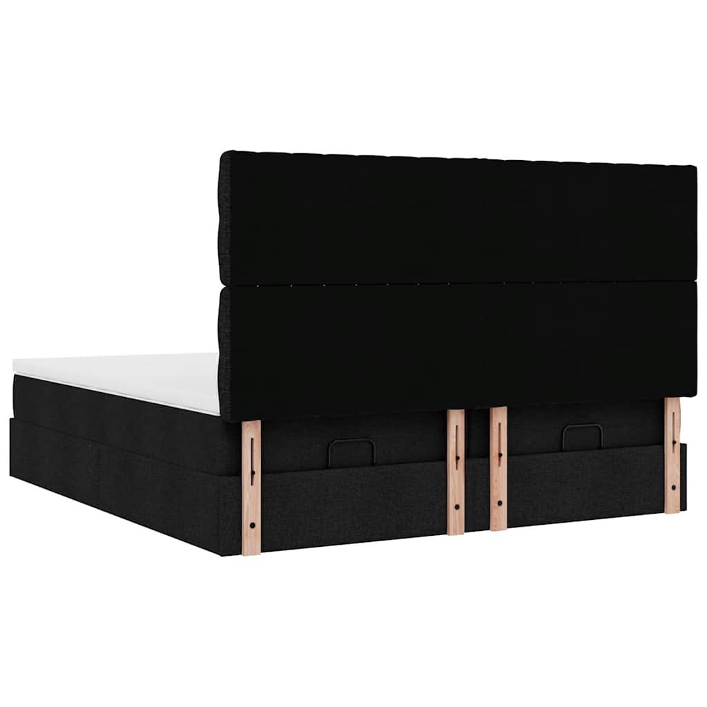 Cadre de lit ottoman avec matelas noir 160x200 cm tissu Lits & cadres de lit vidaXL