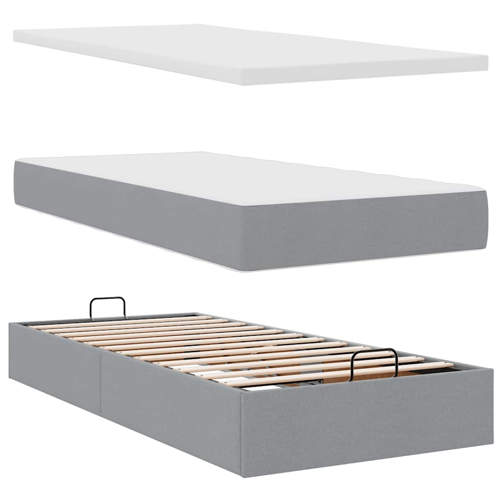 Cadre de lit ottoman et matelas gris clair 180x200cm tissu Lits & cadres de lit vidaXL