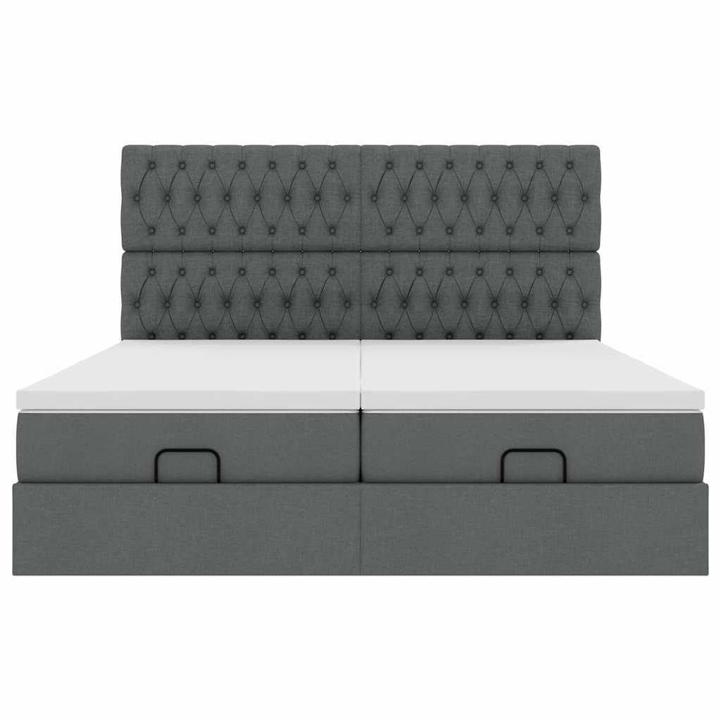 Cadre de lit ottoman avec matelas gris foncé 180x200cm tissu Lits & cadres de lit vidaXL