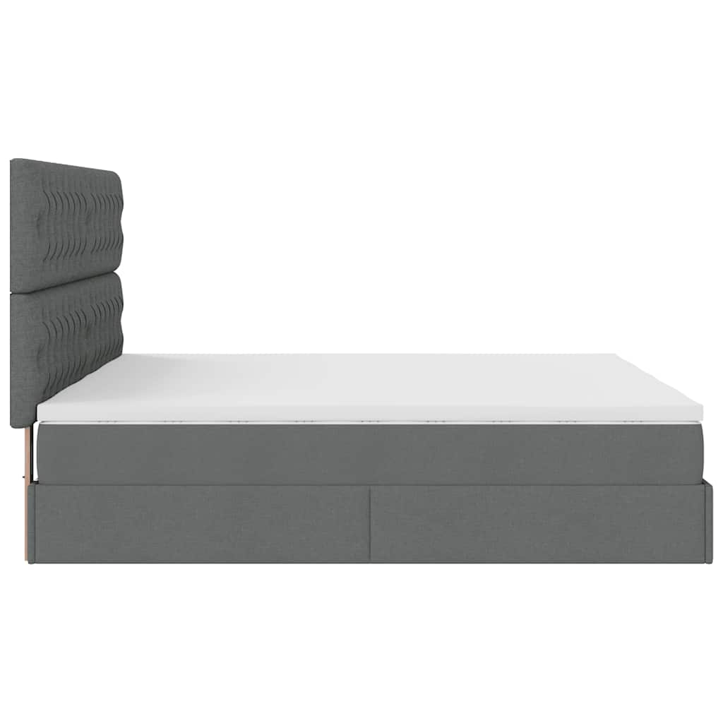 Cadre de lit ottoman avec matelas gris foncé 180x200cm tissu Lits & cadres de lit vidaXL