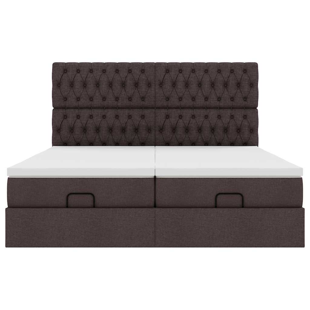 Cadre de lit ottoman avec matelas marron foncé 180x200 cm tissu Lits & cadres de lit vidaXL