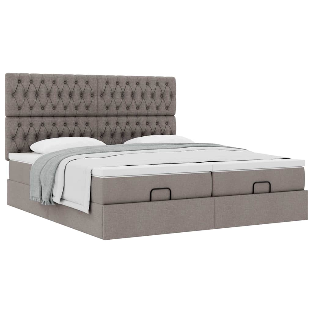 Cadre de lit ottoman avec matelas taupe 180x200 cm tissu Lits & cadres de lit vidaXL