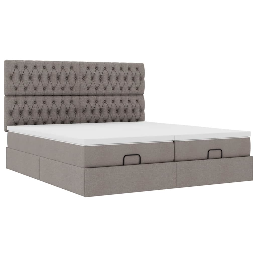 Cadre de lit ottoman avec matelas taupe 180x200 cm tissu Lits & cadres de lit vidaXL