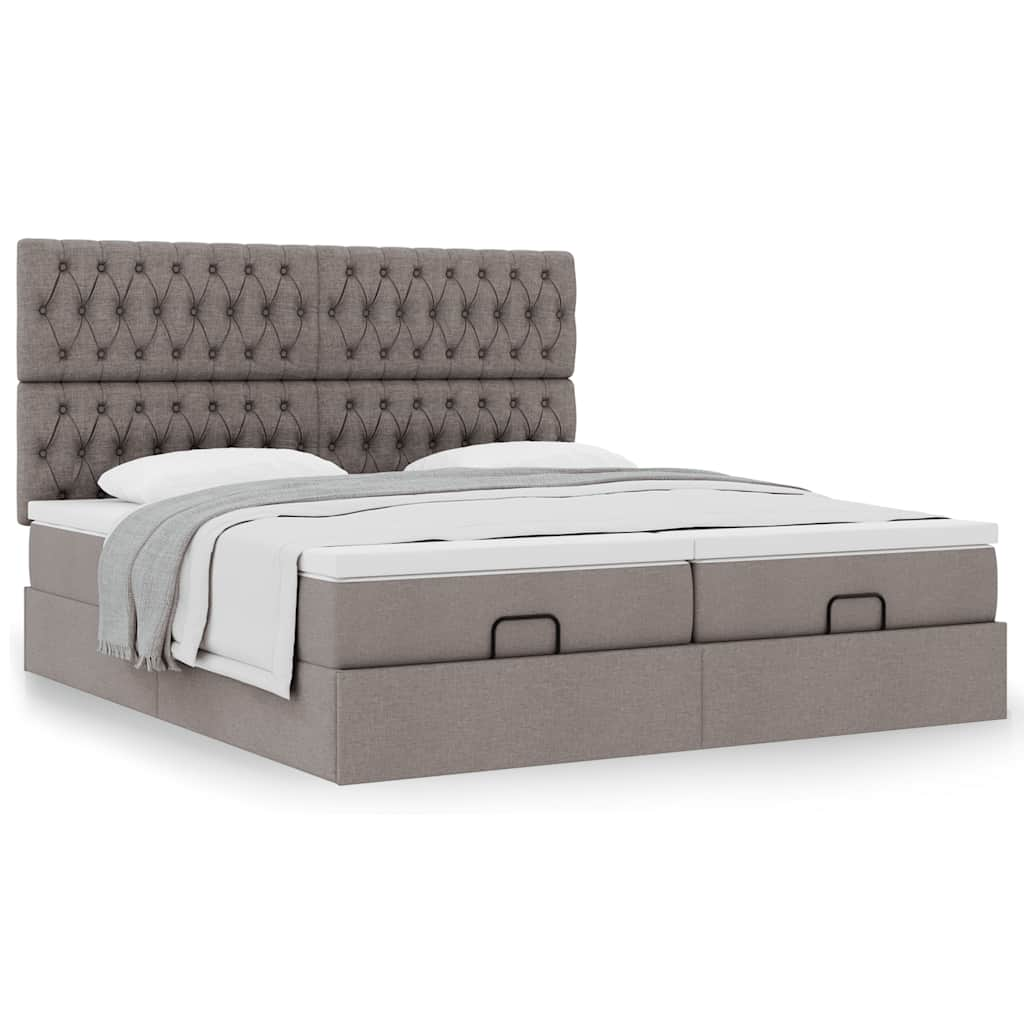 Cadre de lit ottoman avec matelas taupe 180x200 cm tissu Lits & cadres de lit vidaXL